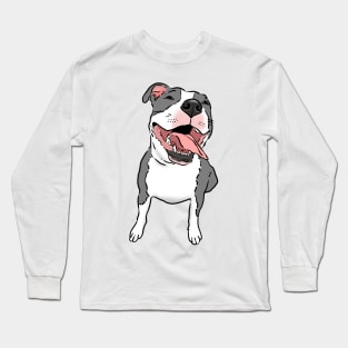 Happy Smiling Pitbull Long Sleeve T-Shirt